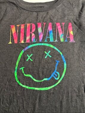 NIRVANA Black Tee with Multicolor Rainbow Logo